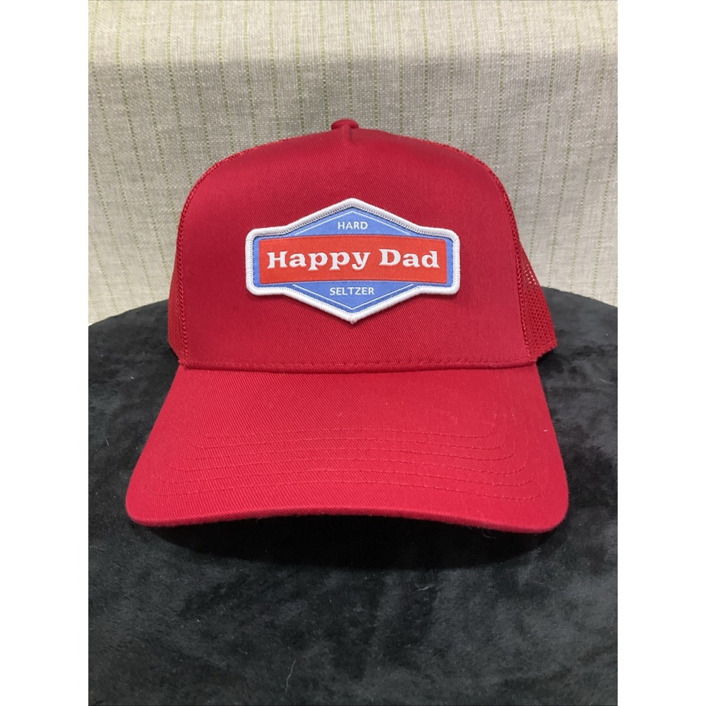 Happy Dad Hard Seltzer Trucker Hat Red Mens Snapback Mesh Back BRAND NEW